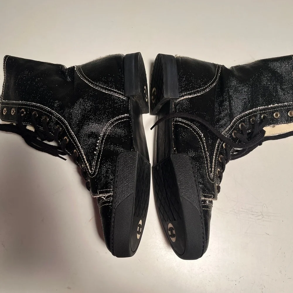 Taking offers! CHANEL black canvas boots size 40 US 10-11